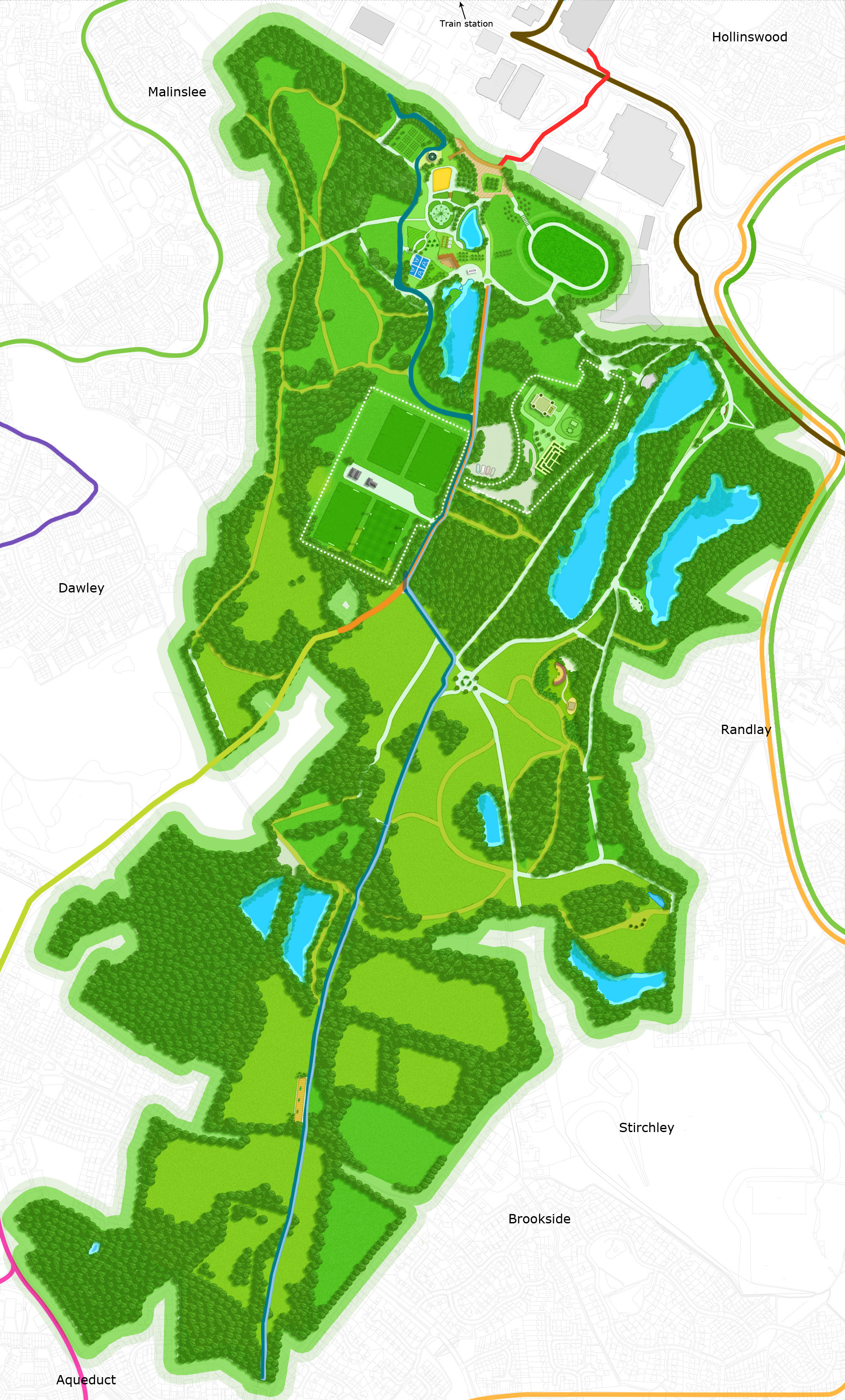 Telford Town Park Map Telford Town Park Transport Map